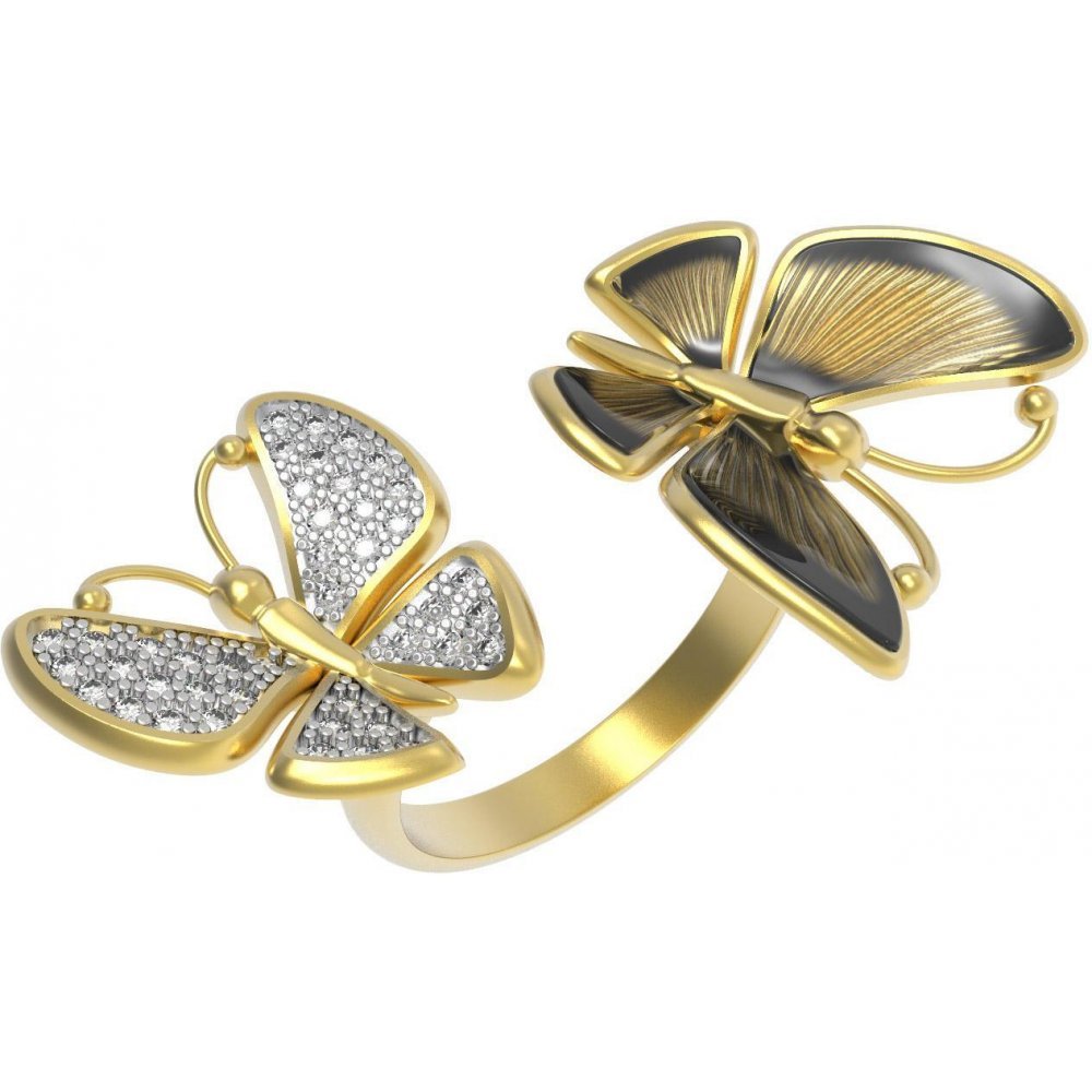 Кольцо бабочка золото